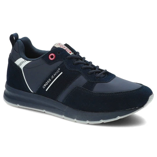 Zdjęcie produktu Sneakersy damskie Cross Jeans, cholewka z łączonych materiałów o sportowym charakterze klasyczne sznurowanie, granatowe, JJ1R4015C