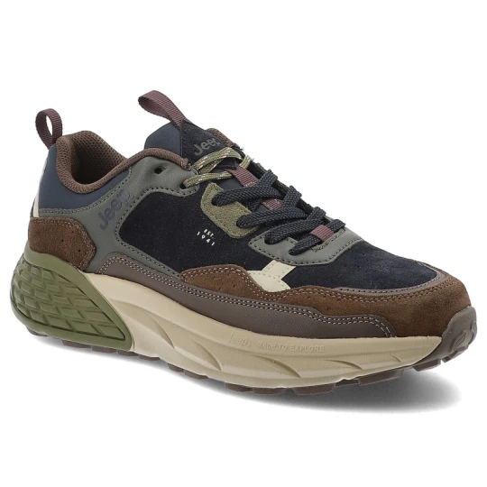 Zdjęcie produktu Sneakersy męskie Jeep, sportowe zamszowe na grubej platformie i sznurowane, granatowe, JM52070A-016