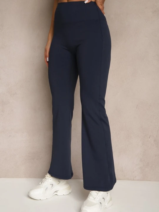 Zdjęcie produktu Granatowe Spodnie Dzwony Legginsy High Waist Onellin Yu & Me