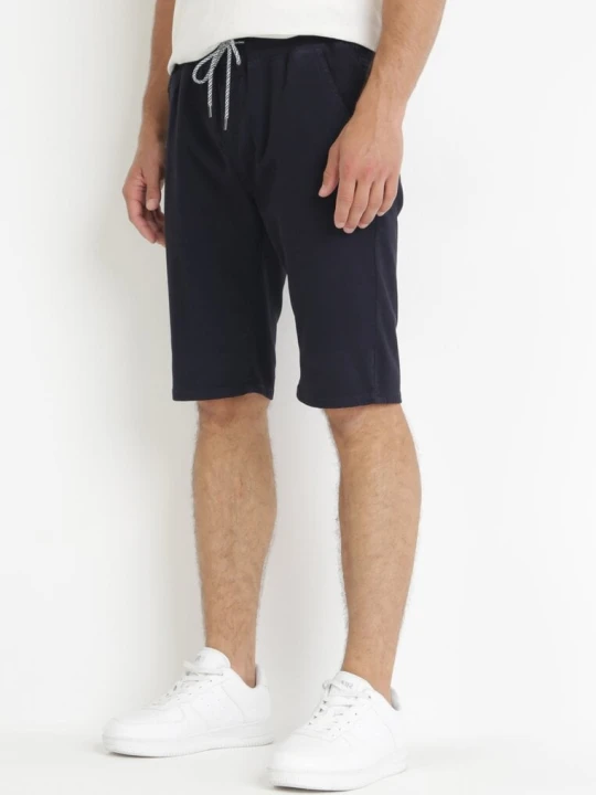 Zdjęcie produktu Granatowe Szorty Casual z Wiązaniem i Gumką w Pasie Nasine
