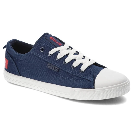 Zdjęcie produktu Trampki damskie Big Star, z materiału i sznurowane, granatowe, DD274876