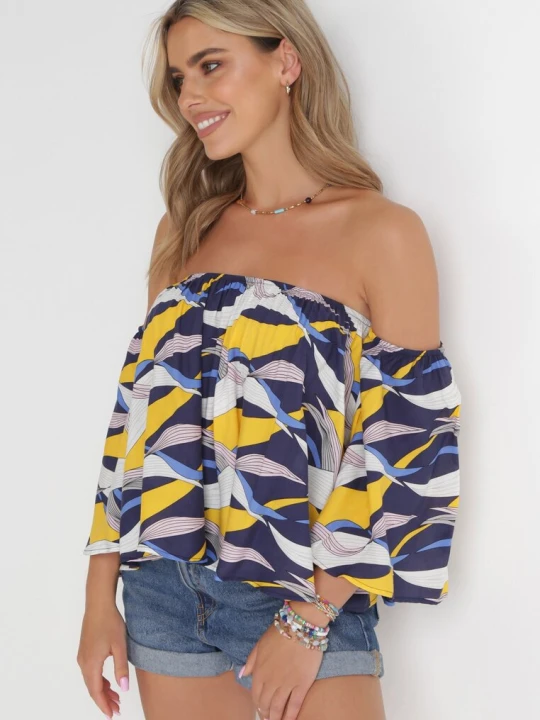 Zdjęcie produktu Granatowo-Żółta Bluzka Adreney R&f Fashion