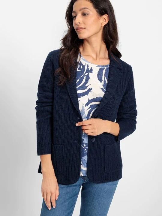 Zdjęcie produktu Granatowy kardigan damski Eva z wełną merino - New Passion Olsen