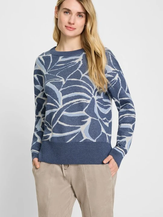 Zdjęcie produktu Granatowy sweter damski Cora ze wzorem – Vintage Romance Olsen