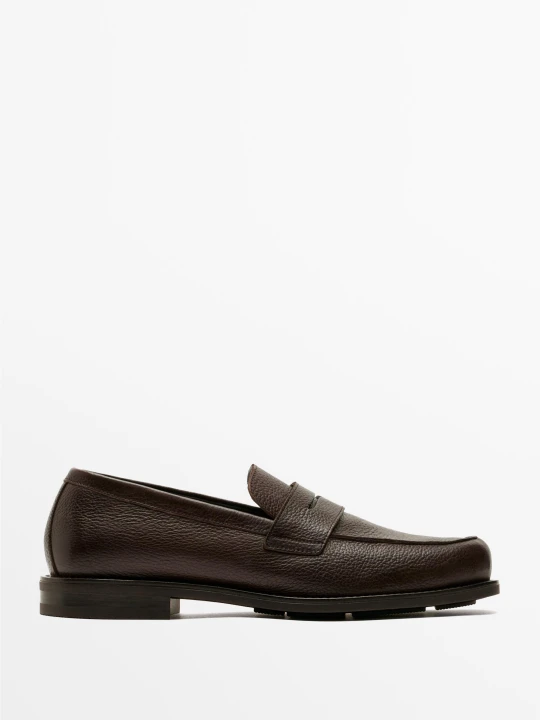 Zdjęcie produktu Groszkowane Mokasyny Skórzane - Brązowy - Massimo Dutti - Male