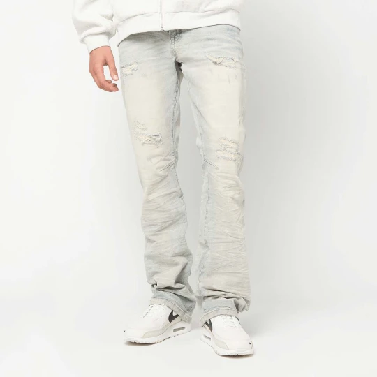 Zdjęcie produktu Grunge Wash Effect Jeans Elva Smoke Rise niebieski