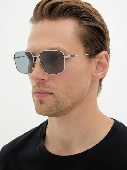Zdjęcie produktu Gucci okulary przeciwsłoneczne kwadratowe męskie srebrny
