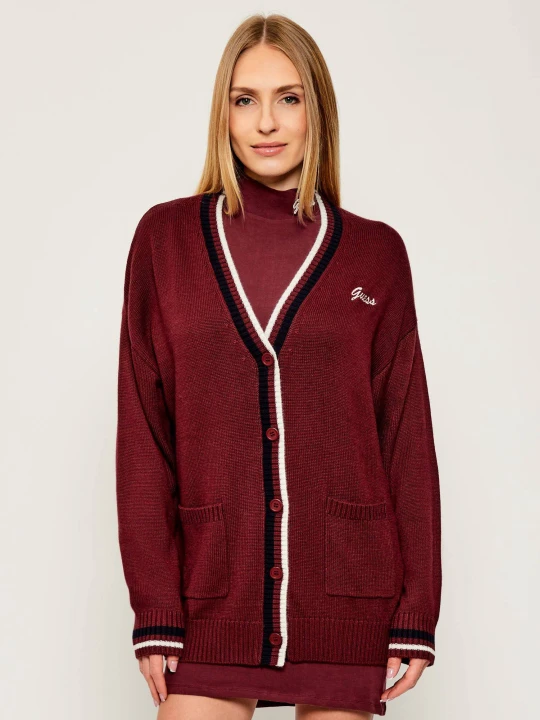 Zdjęcie produktu GUESS ACTIVE Kardigan SABINA | Oversize fit | z dodatkiem wełny bordowy