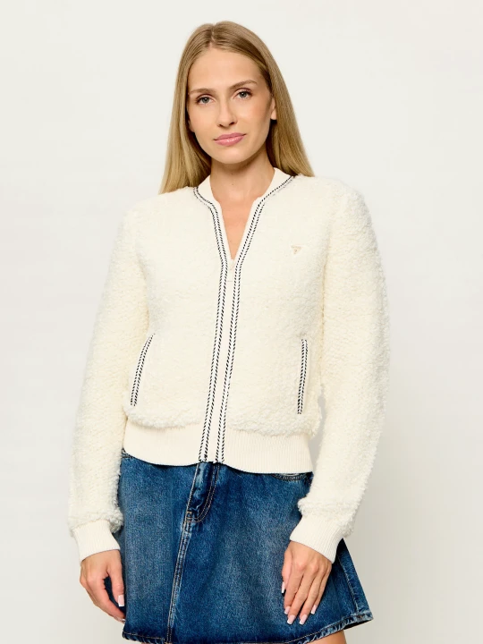 Zdjęcie produktu GUESS ACTIVE Polarowa kurtka bomber Emma | Regular Fit | z dodatkiem wełny biały