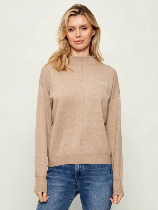 Zdjęcie produktu GUESS ACTIVE Półgolf URSULA | Regular Fit beżowy
