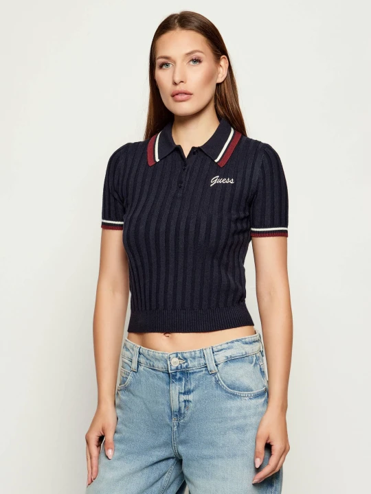 Zdjęcie produktu GUESS ACTIVE Polo SABINA | Slim Fit | z dodatkiem wełny granatowy