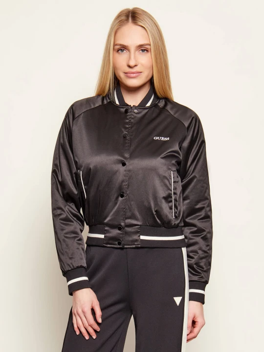 Zdjęcie produktu GUESS ACTIVE Satynowa kurtka bomber TAMARA | Regular Fit czarny