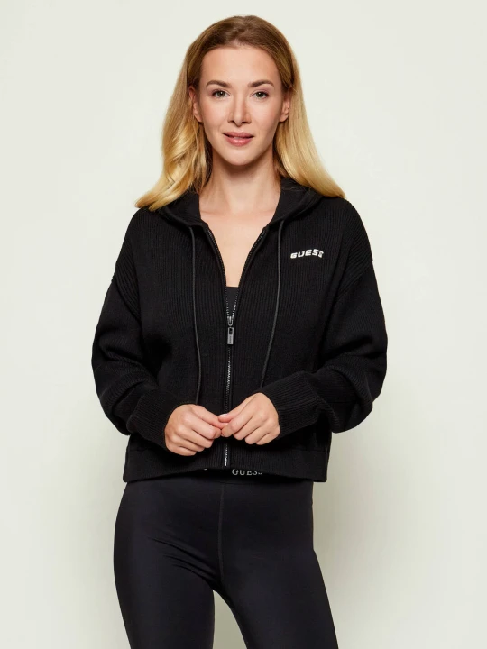Zdjęcie produktu GUESS ACTIVE Sweter FLAMINIA | Cropped Fit | z dodatkiem wełny czarny