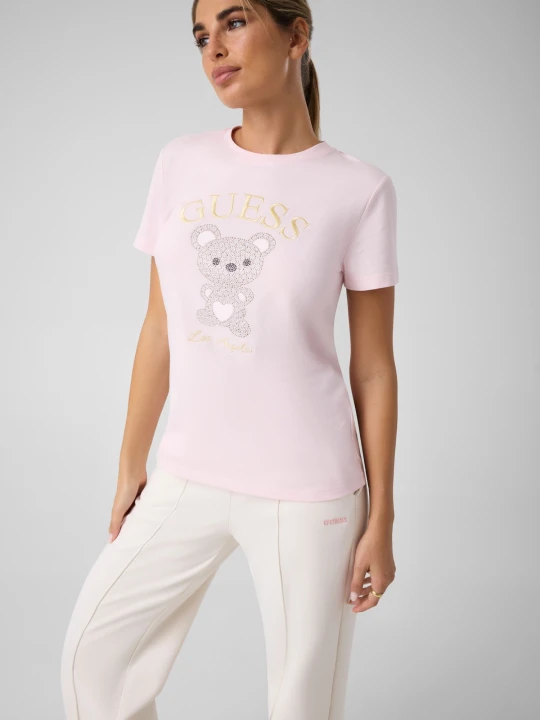 Zdjęcie produktu GUESS ACTIVE T-shirt Rhinestones Mini Bear | Regular Fit różowy