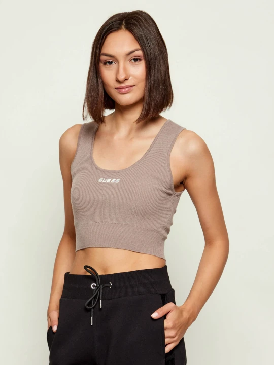 Zdjęcie produktu GUESS ACTIVE Top FLAMINIA | Cropped Fit | z dodatkiem wełny beżowy