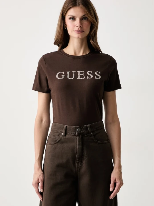 Zdjęcie produktu Guess bawełniane z elastanem OCTAVIA brązowy