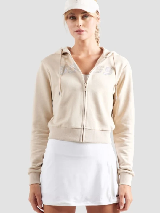 Zdjęcie produktu GUESS Beżowa bluza damska z cyrkoniami Primula, Rozmiar L