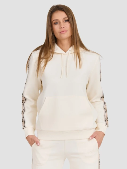 Zdjęcie produktu GUESS Beżowa damska bluza z kapturem Carla Hooded, Rozmiar XS