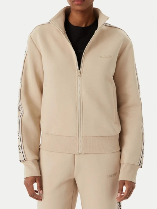 Zdjęcie produktu GUESS Beżowa damska bluza rozpinana z lampasami Britney, Rozmiar L