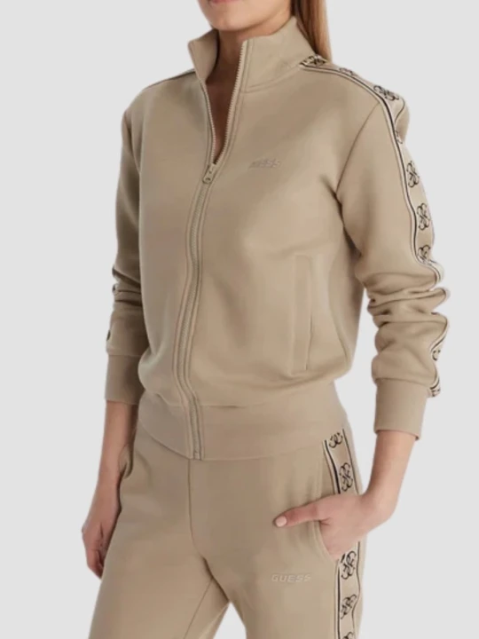 Zdjęcie produktu GUESS Beżowa damska bluza rozpinana z lampasami Britney, Rozmiar XL