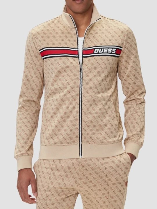 Zdjęcie produktu GUESS Beżowa rozpinana męska bluza w monogram Korbin, Rozmiar S