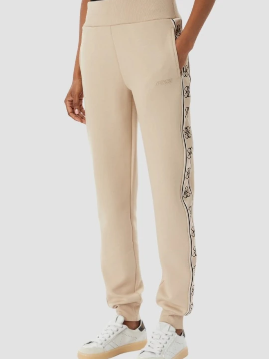 Zdjęcie produktu GUESS Beżowe damskie spodnie dresowe z lampasami Britney Jogger, Rozmiar XS