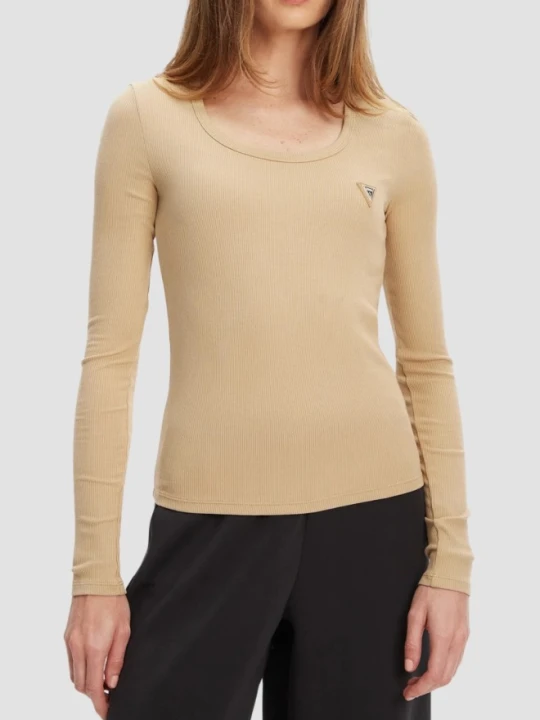 Zdjęcie produktu GUESS Beżowy damski longsleeve Colette, Rozmiar M