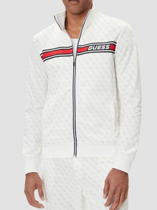 Zdjęcie produktu GUESS Biała rozpinana męska bluza w monogram Korbin, Rozmiar M