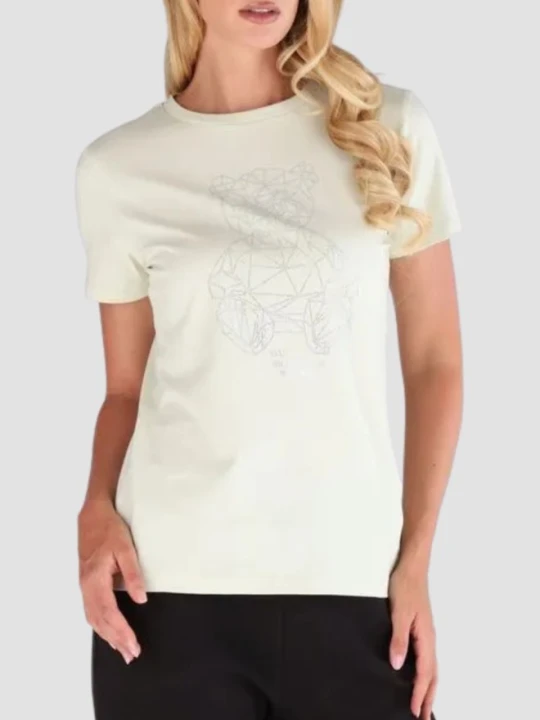 Zdjęcie produktu GUESS Biały damski t-shirt na krótki rękaw z cyrkoniami Romy, Rozmiar L