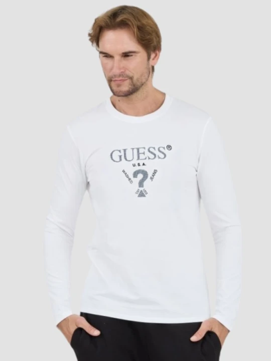 Zdjęcie produktu GUESS Biały męski longsleeve Ls Cn, Rozmiar L