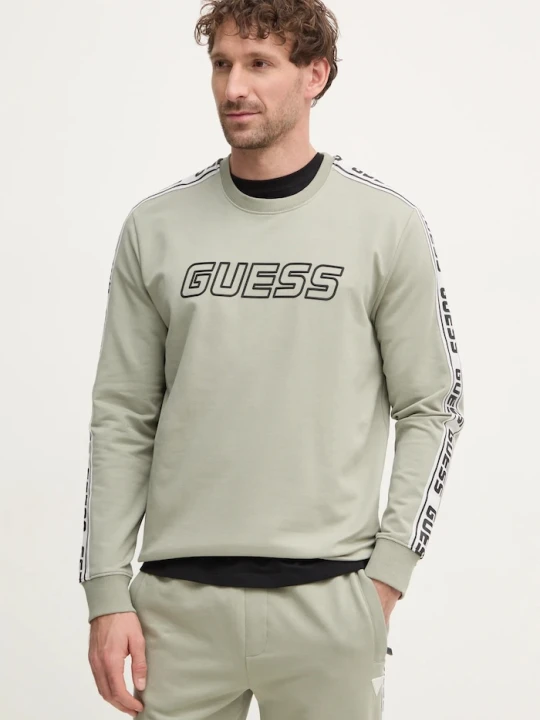 Zdjęcie produktu Guess bluza męska z bawełną ARLO zielony