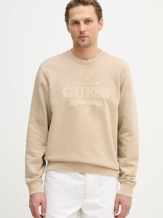 Zdjęcie produktu Guess bluza bawełniana beżowy