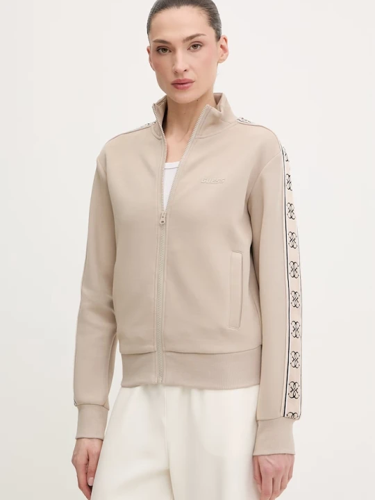 Zdjęcie produktu Guess bluza rozpinana damska z bawełną BRITNEY beżowy