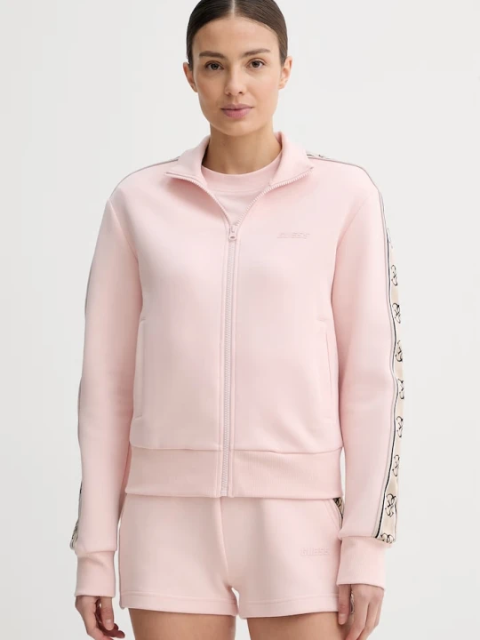 Zdjęcie produktu Guess bluza rozpinana damska z bawełną BRITNEY różowy