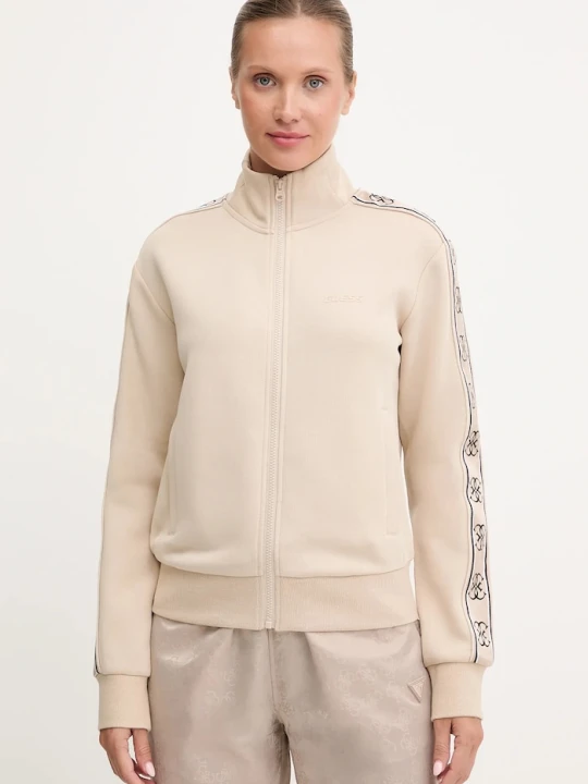 Zdjęcie produktu Guess bluza rozpinana damska z bawełną BRITNEY beżowy