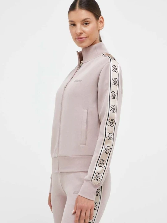 Zdjęcie produktu Guess bluza rozpinana damska z bawełną BRITNEY beżowy