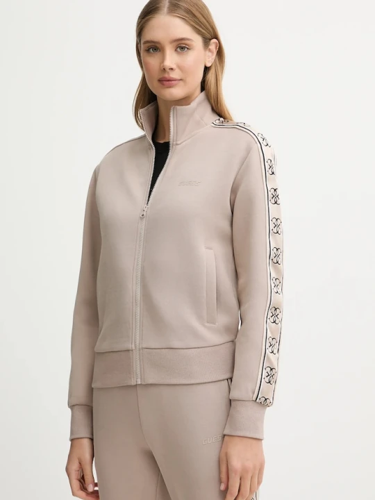 Zdjęcie produktu Guess bluza rozpinana damska z bawełną BRITNEY brązowy