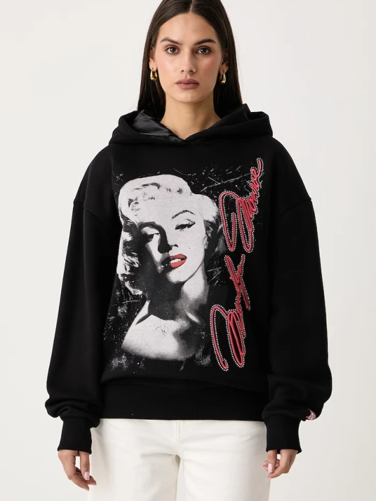 Zdjęcie produktu Guess bluza damska z bawełną x MARILYN MONROE czarny