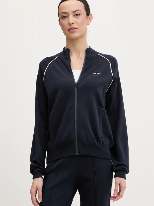 Zdjęcie produktu Guess bluza rozpinana damska z wiskozą LAURENE granatowy