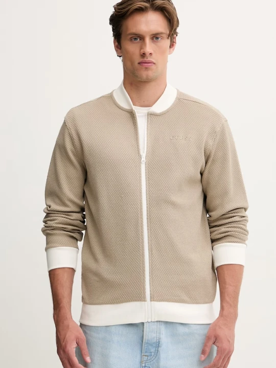 Zdjęcie produktu Guess bluza rozpinana męska bawełniana beżowy