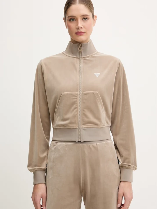 Zdjęcie produktu Guess bluza welurowa COUTURE beżowy
