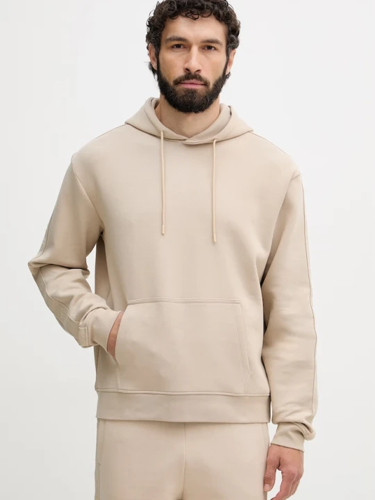 Zdjęcie produktu Guess bluza z kapturem męska z bawełną THOR beżowy