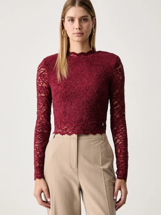 Zdjęcie produktu Guess bluzka damska koronkowa DESIREE czerwony