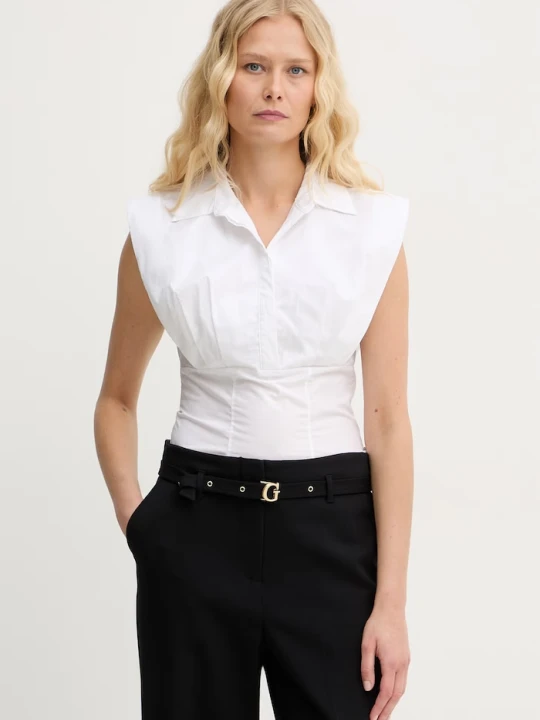 Zdjęcie produktu Guess bluzka koszulowa damska bawełniana CHERRY biały