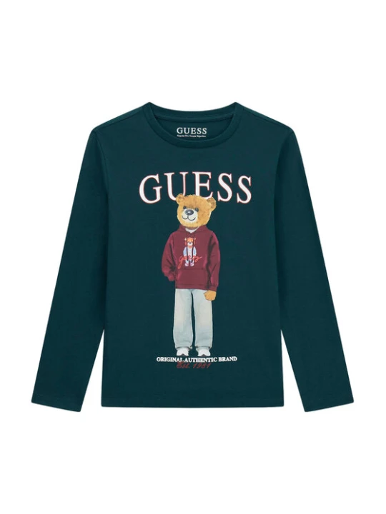 Zdjęcie produktu Guess Bluzka L6YI20 K3752 Zielony ciemny Regular Fit
