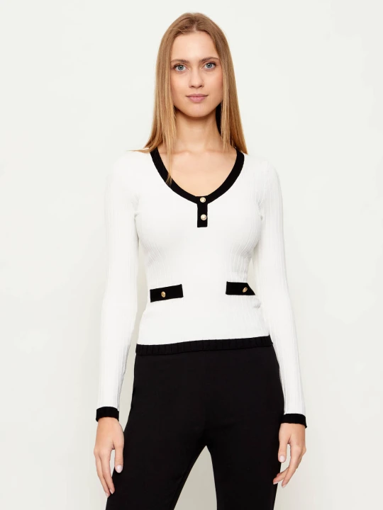 Zdjęcie produktu GUESS Bluzka LAUREL | Slim Fit biały