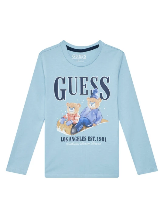 Zdjęcie produktu Guess Bluzka N5BI04I3Z14 Błękitny Regular Fit Niebieski jasny