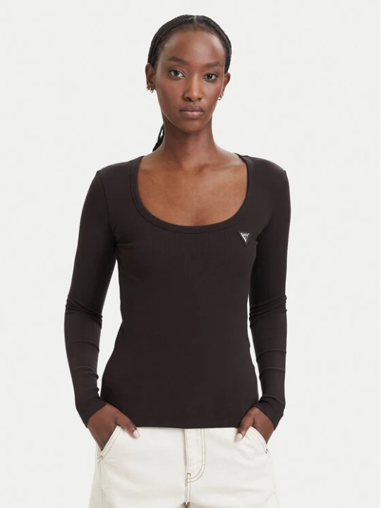 Zdjęcie produktu Guess Bluzka V4BP07 K8RT2 Brązowy ciemny Slim Fit