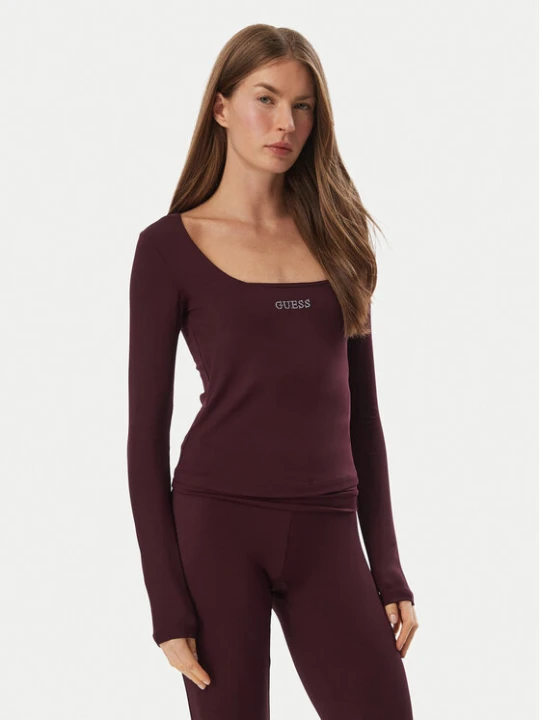 Zdjęcie produktu Guess Bluzka V6BP05 K6318 Bordowy Slim Fit