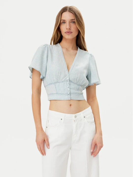 Zdjęcie produktu Guess Bluzka W5GH82 D5N81 Błękitny Regular Fit Niebieski jasny